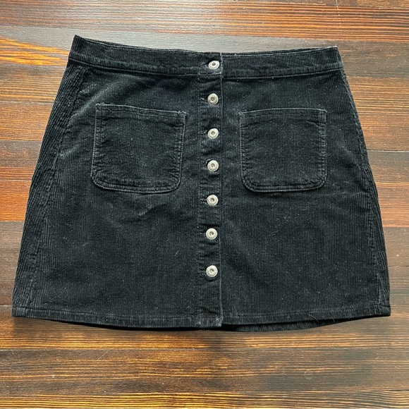 Sneak Peek Corduroy Black Mini Skirt - Picture 1 of 6